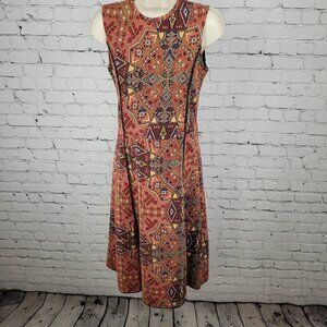 Zara Trafaluc Orange Geometric Fall Winter Collection Stretch Dress Size Small S